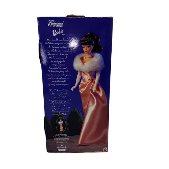 Vintage 1995 Enchanted Evening Barbie Doll #15407 in Pink Satin Gown & Fur Stole - Picture 7 of 10